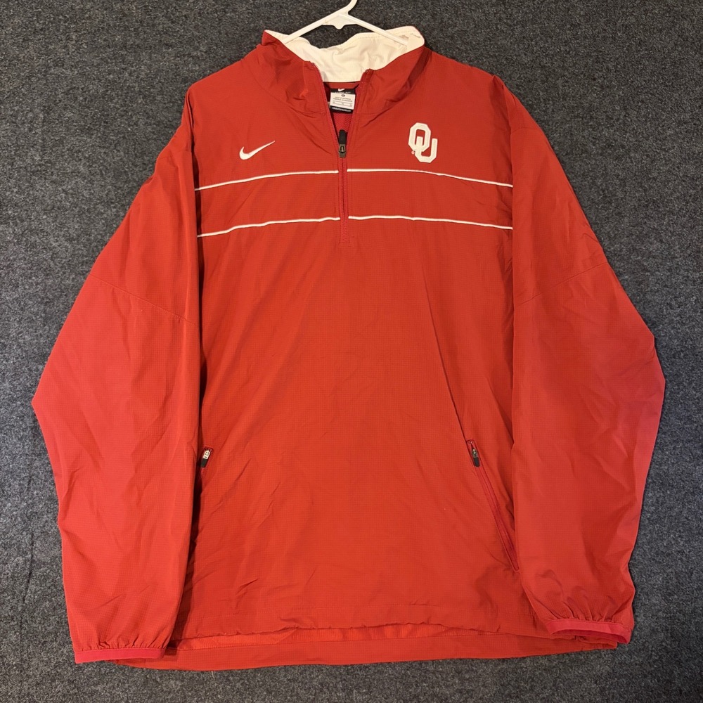 Nike Oklahoma Sooners Storm-FIT 1/4 Zip Pullover Jacket Mens XL Red White